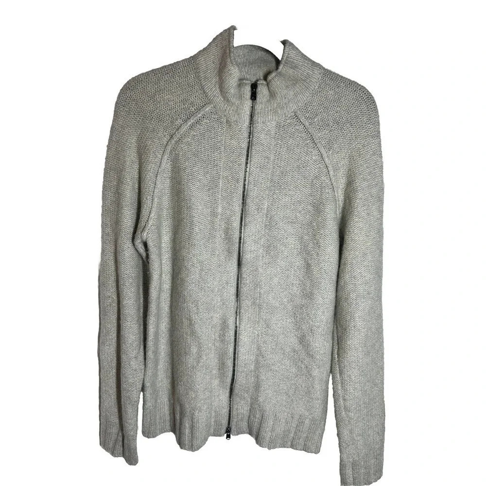 Marc Anthony Mens Medium Beige Full Zip Up Wool Blend Sweater